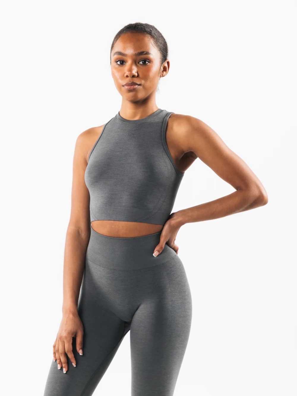 Alphalete Stratus Seamless Cropped Tank - Smoke